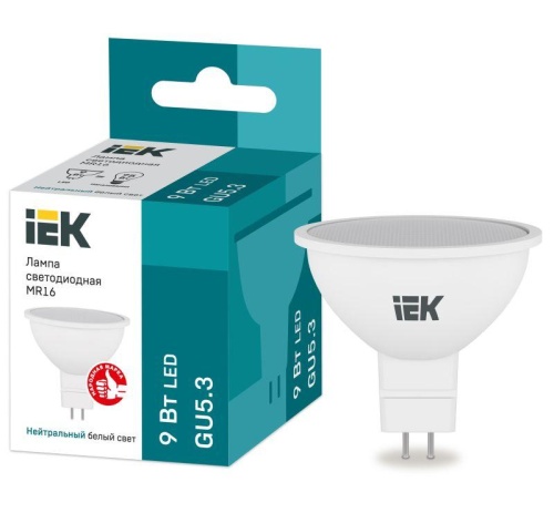 Лампа светодиодная MR16 софит 9Вт 230В 4000К GU5.3 | код LLE-MR16-9-230-40-GU5 | IEK